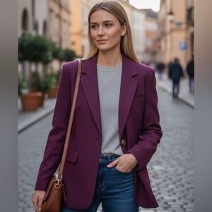 Savannah Plum Wool Blazer Jacket Classic Fit